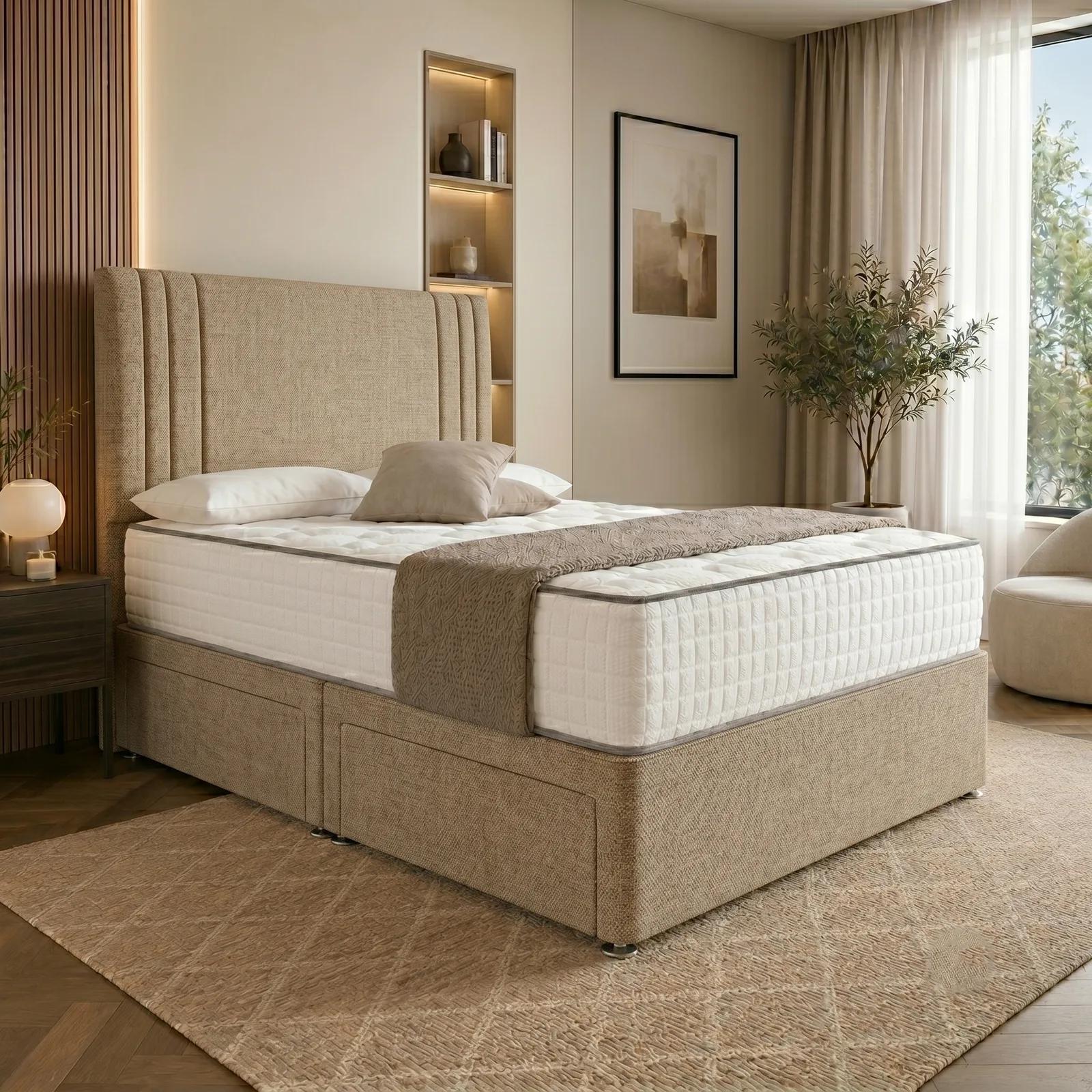 Beige Harmony Divan Bed in Almond Coniston